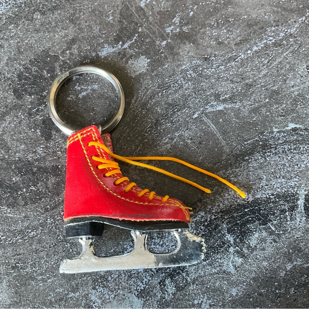 Vintage Red Ice Skate Keychain